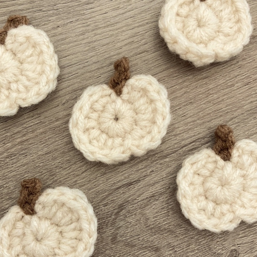 Handmade crochet pumpkin appliqués